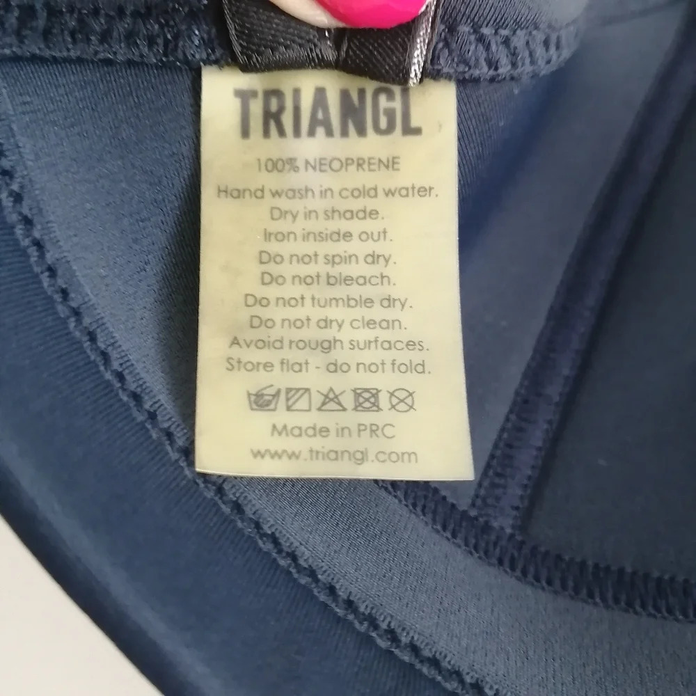 Triangl Swimwear Navy Neoprene Bikini Top Triangle Cups Small *Top Only* - Picture 12 of 13